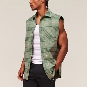 NWT Gymshark Green Plaid Sleeveless Shirt Small